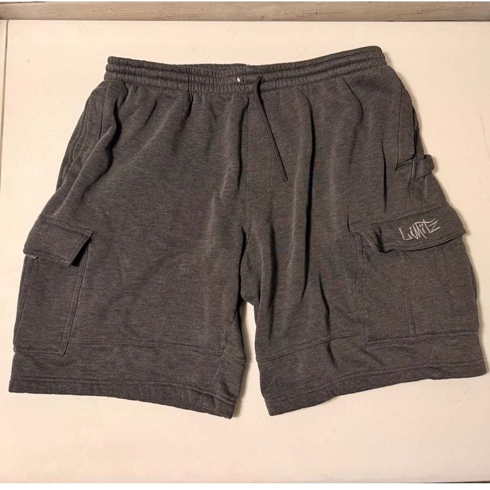 Beyond The Limit Y2K Baggy Shorts Men's Large‎ Charcoal Grey Cargo Sweat Lounge